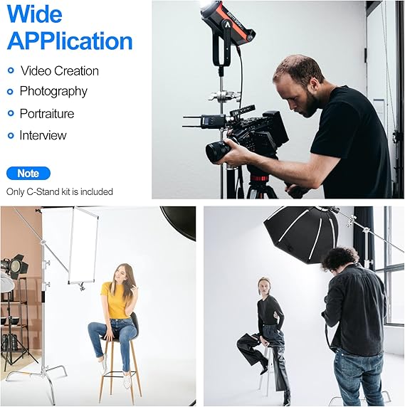 C Stand with Boom Arm, 10ft/300cm Adjustable Heavy Duty Light C stand C Stand with Boom Arm, 10ft/300cm Adjustable Heavy Duty Light C stand